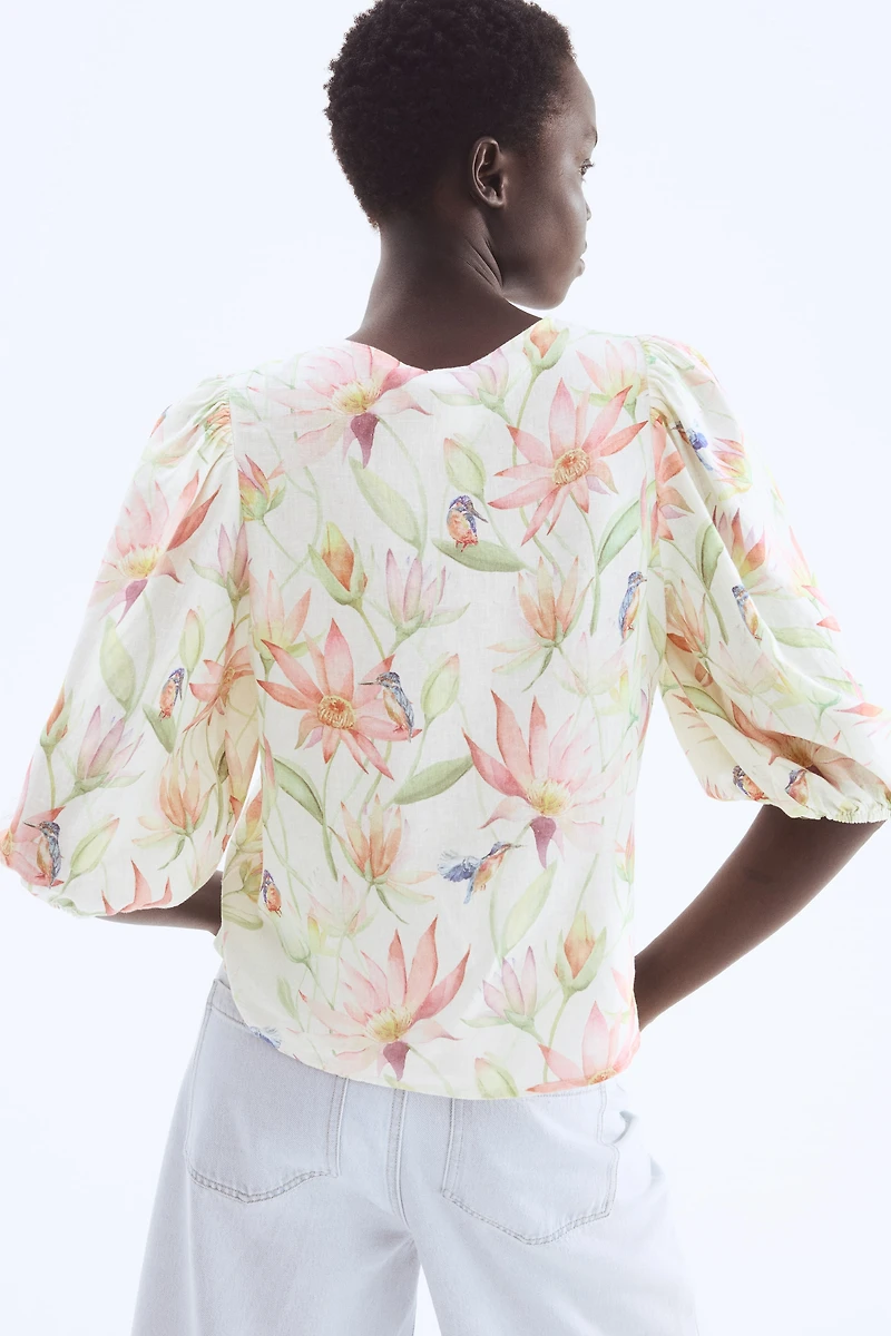 Blouse en lin mélangé