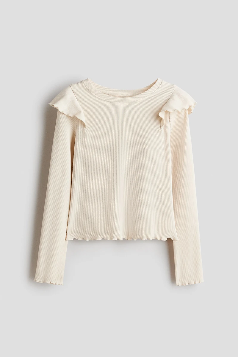 Ruffle-Trimmed Cotton Top