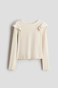 Ruffle-Trimmed Cotton Top