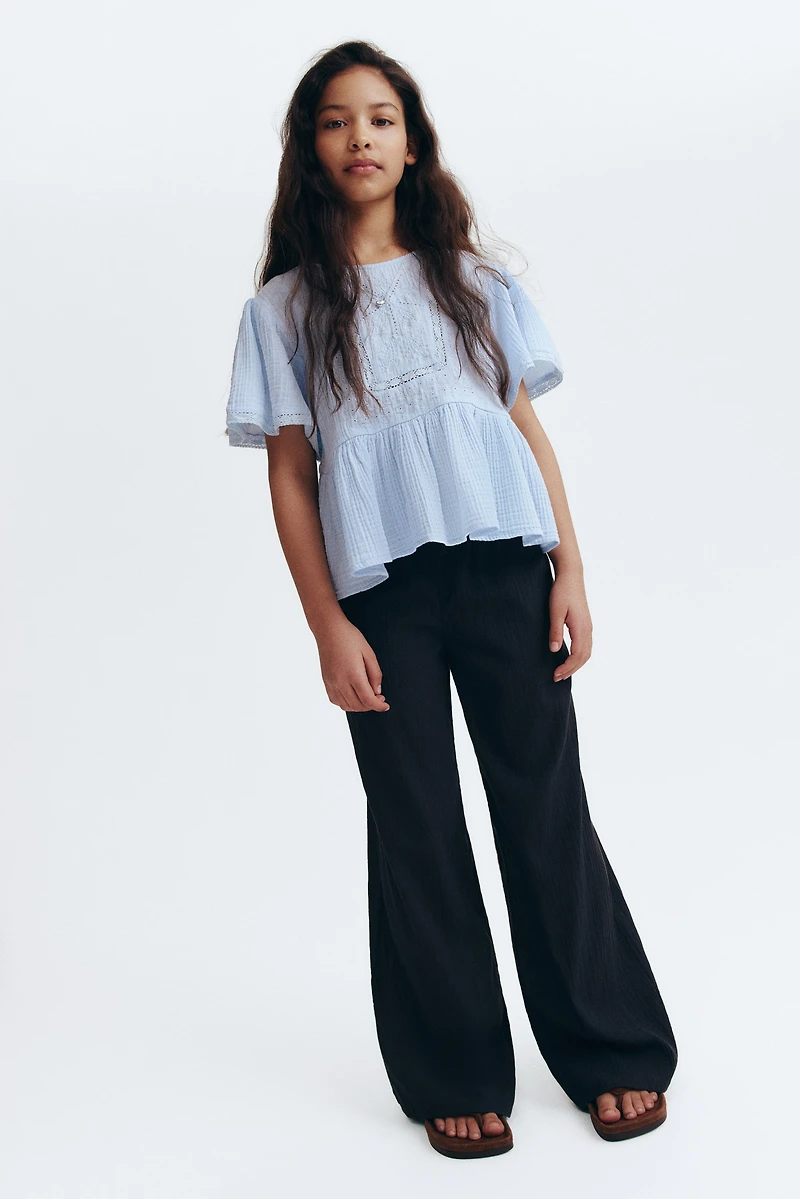 Crinkled Cotton Pants