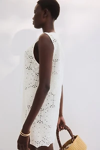 Cotton Beach Dress with Eyelet Embroidery