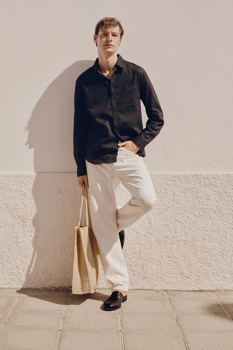 Regular-Fit Linen-Blend Shirt