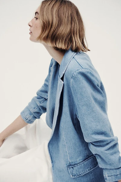 Veston à manches froncées en denim