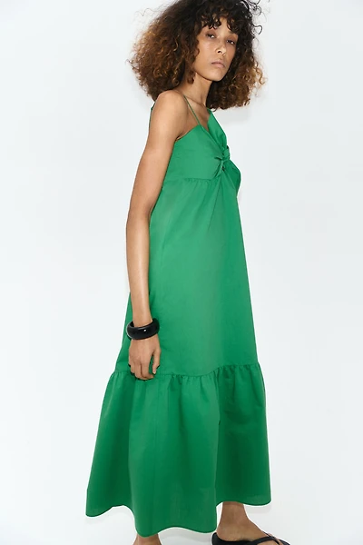 Tie-Detail Tiered Dress