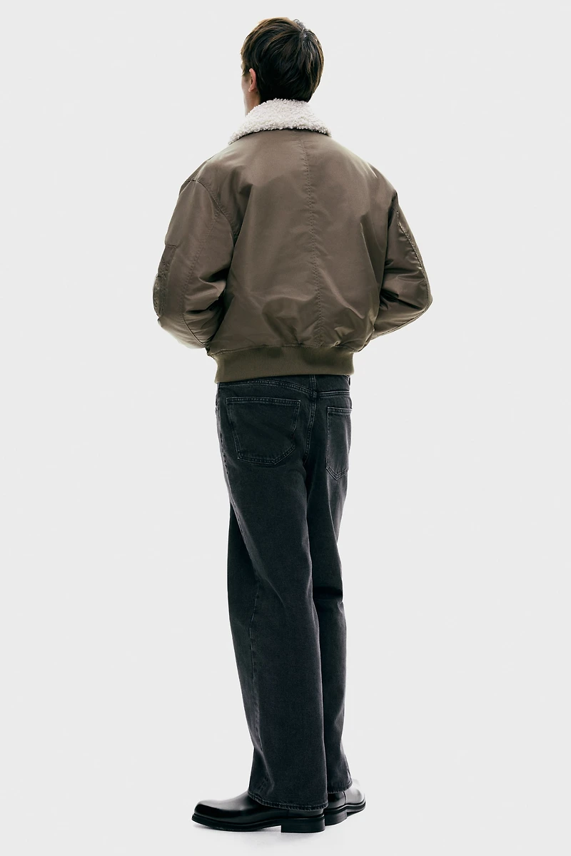 Loose-Fit Nylon Bomber Jacket