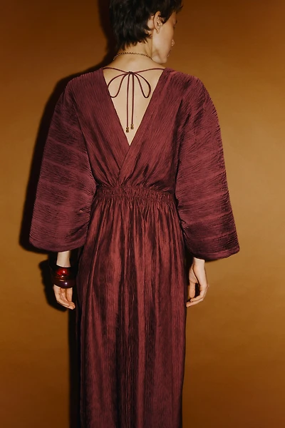 Crinkled V-Neck Dress