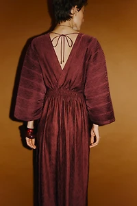 Crinkled V-Neck Dress