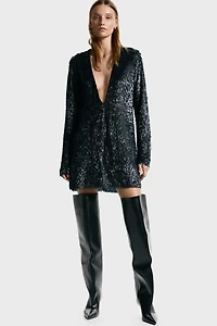 Embellished V-Neck Dress