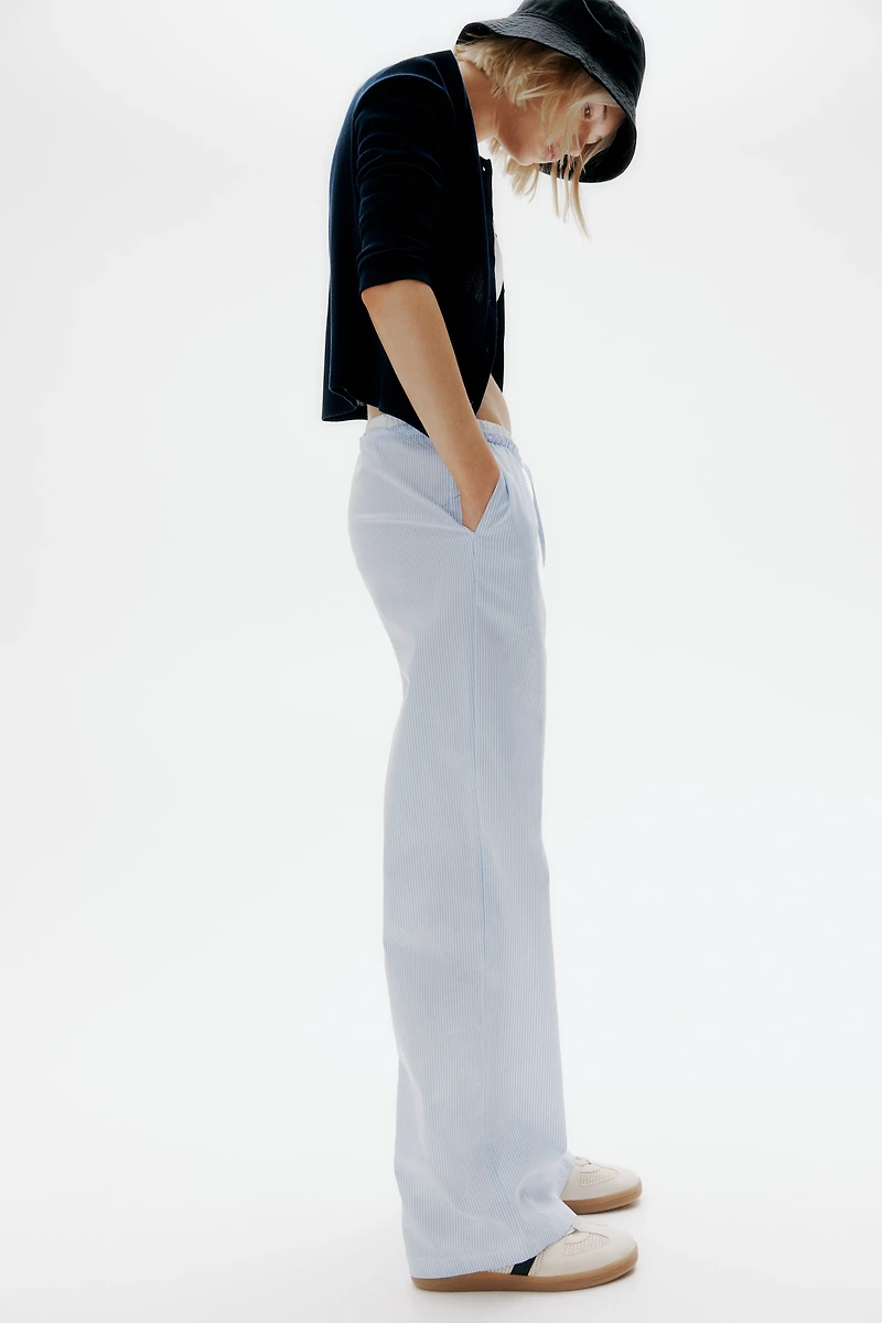 Double-Waistband Poplin Drawstring Pants