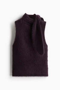Mohair-Blend Scarf-Collar Top