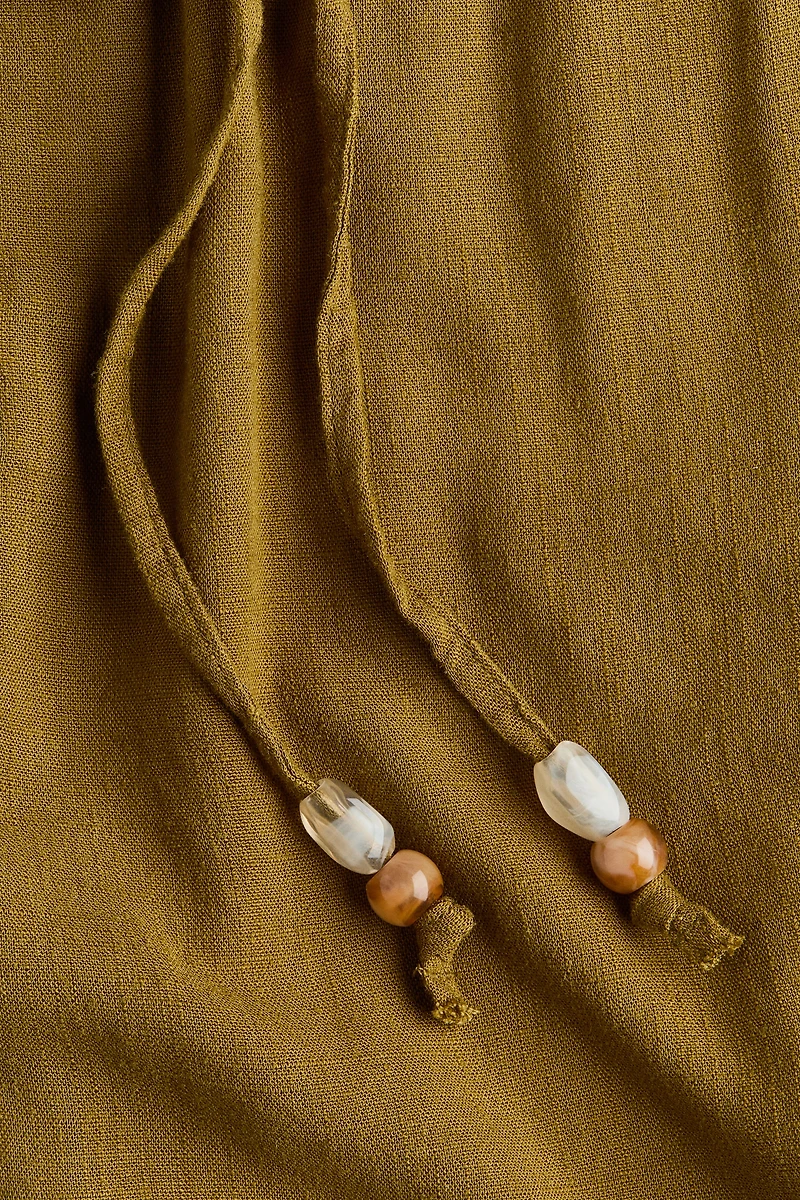 Linen-Blend Drawstring Pants