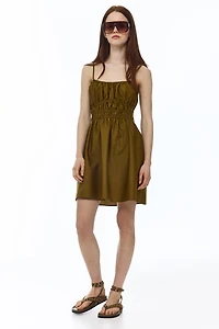 Cotton Dress with Tie-Top Shoulder Straps