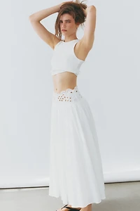 Lace-Detail Cotton Skirt