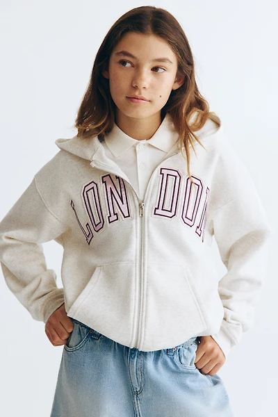Hooded Jacket with Printed Motif