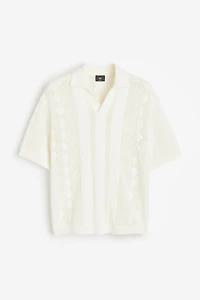 Loose Fit Pointelle-knit Polo Shirt