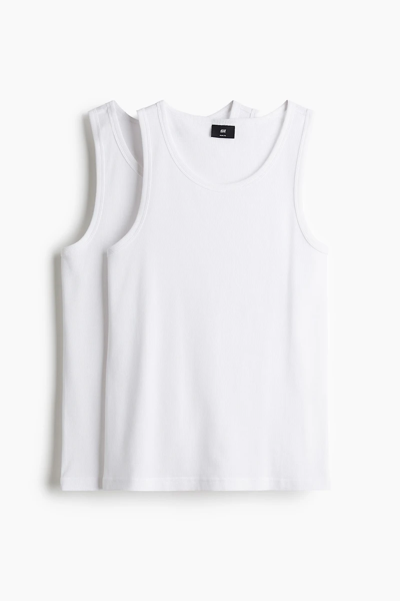 2-pack Slim Fit Ribbed Tank Tops