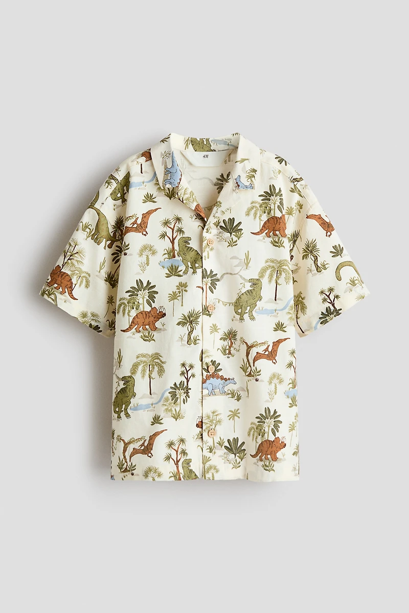 Chemise à motif avec col cubain