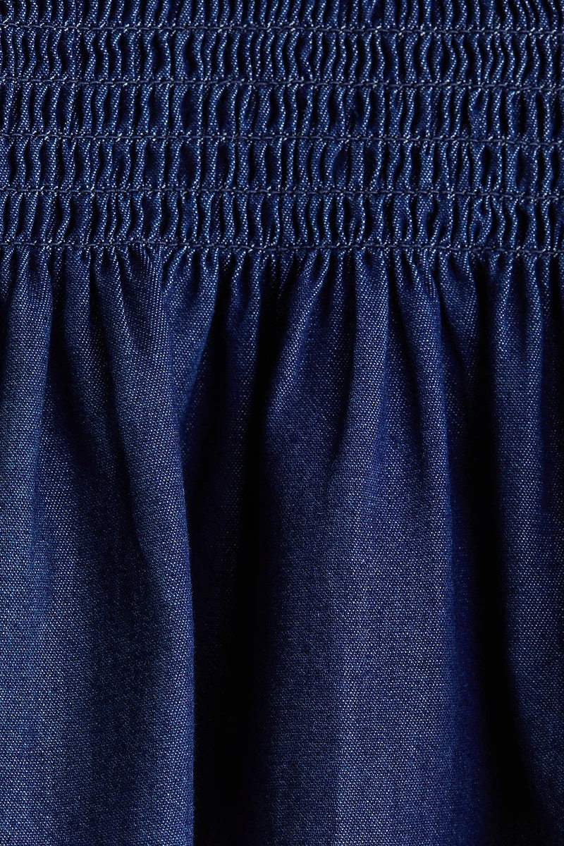 Smocked Denim Blouse