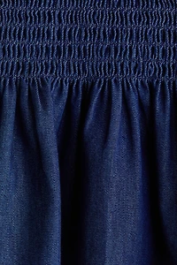 Smocked Denim Blouse