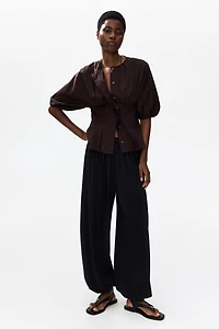 Tapered-Waist Cotton Blouse