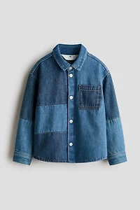 Chemise à contraste de couleur en denim