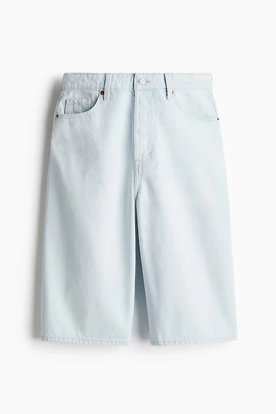 High-Waist Knee-Length Denim Shorts