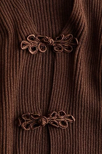 Rib-Knit Knot-Button Top