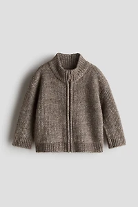 Rib-Knit Cardigan with Zipper