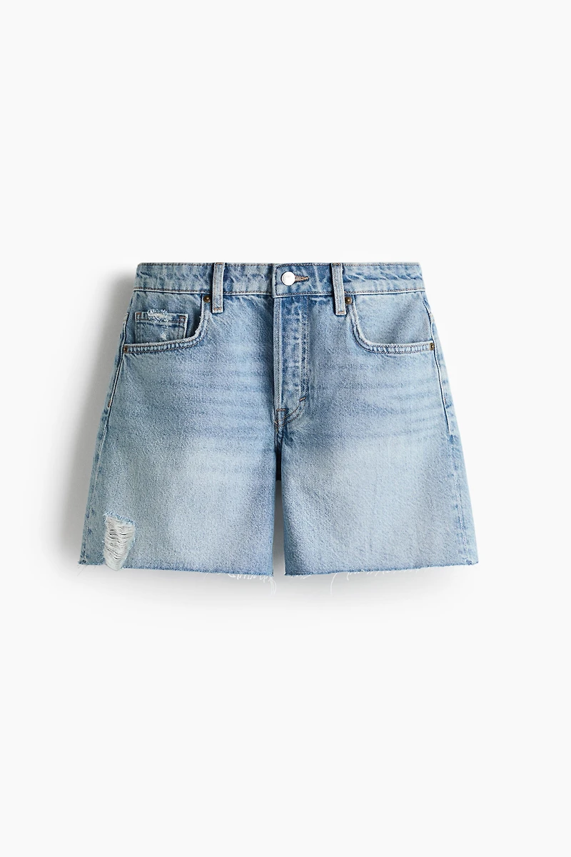 Raw-Edge Denim Shorts