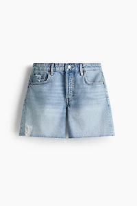 Raw-Edge Denim Shorts