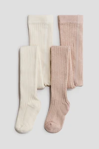 Lot de 2 collants en tricot côtelé