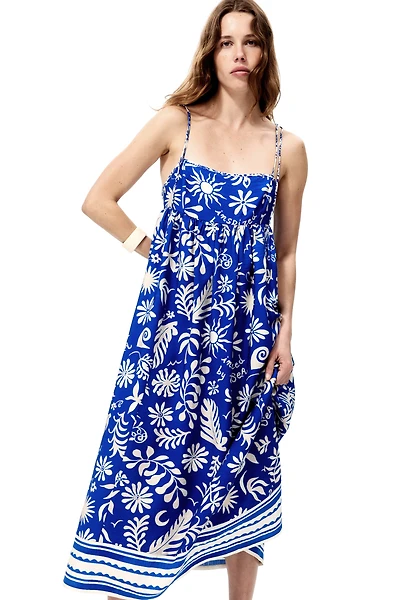 Tie-Shoulder-Strap Midi Dress