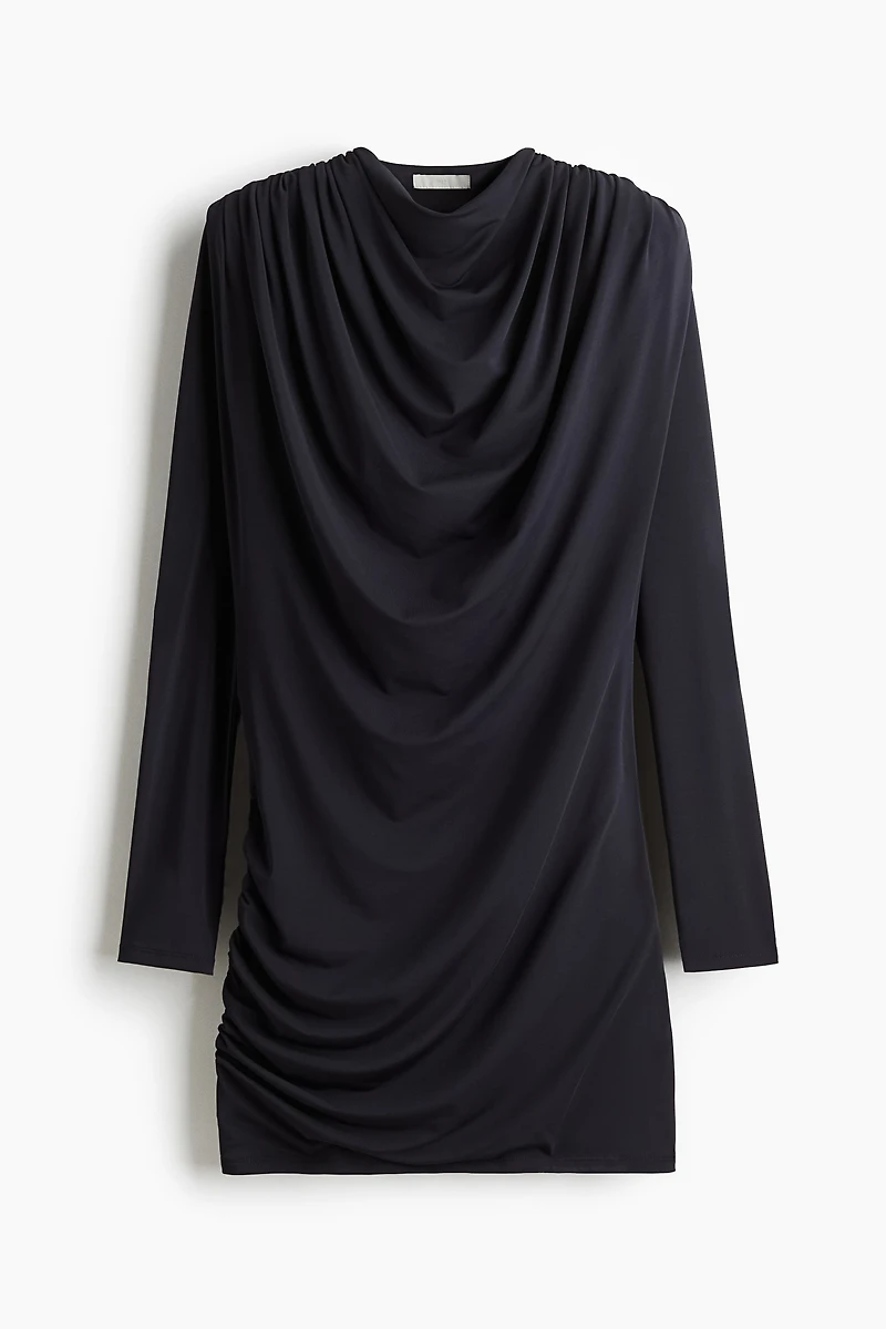 Draped Dress with Shoulder Pads