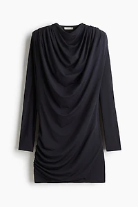 Draped Dress with Shoulder Pads