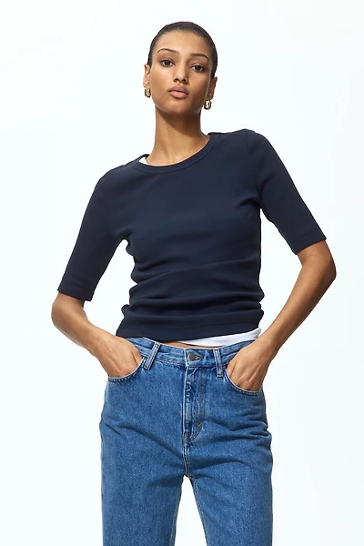 Ribbed Silk-Blend Top