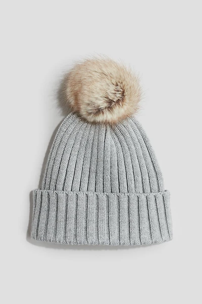 Rib-knit Pompom Hat