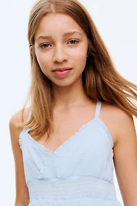 Smocked Ruffle-Trimmed Dress