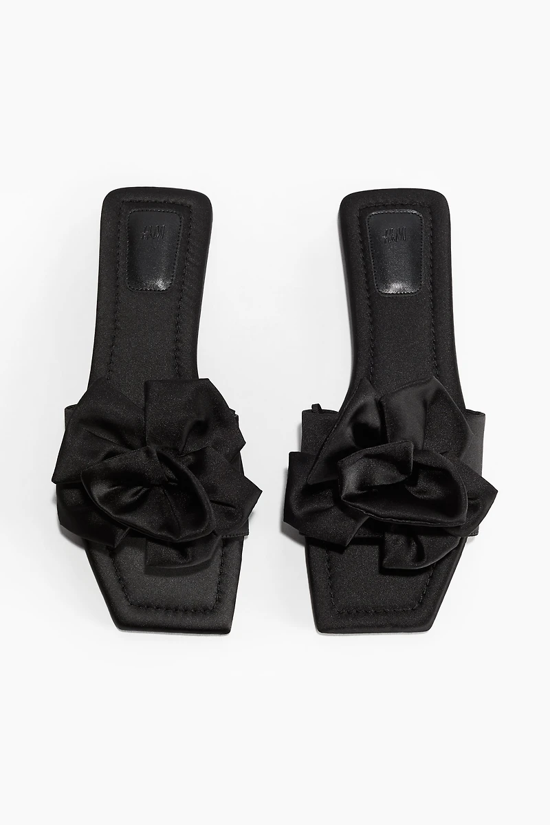 Appliquéd Satin Sandals