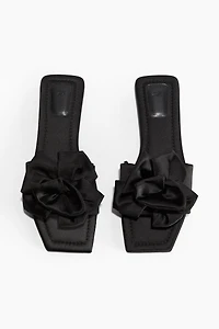 Appliquéd Satin Sandals