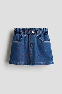 Motif-Detail Denim Skirt