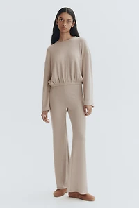 Flared fine-knit trousers