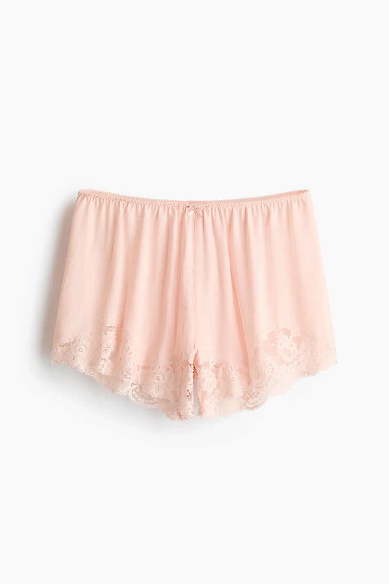 Lace-Trimmed Pajama Shorts