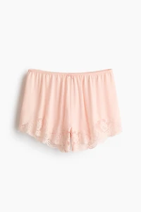 Lace-Trimmed Pajama Shorts