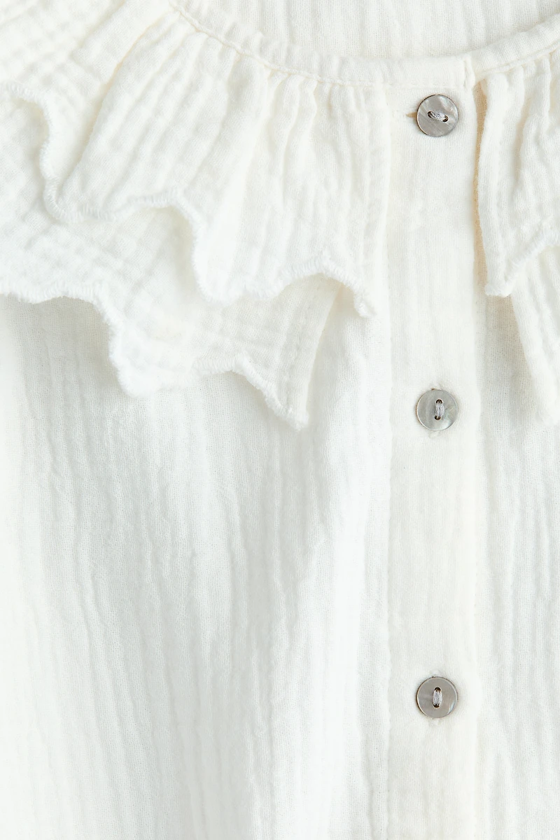 Tiered-Collar Cotton Blouse