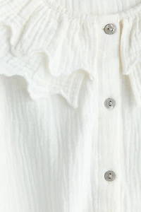 Tiered-Collar Cotton Blouse