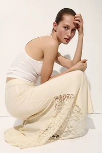 Viscose Skirt with Lace Panels