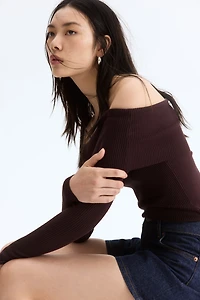Rib-knit Off-the-shoulder Top