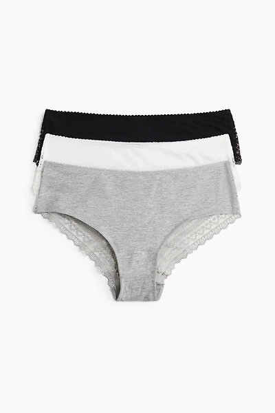 3-pack Cotton and Lace Hipster Briefs