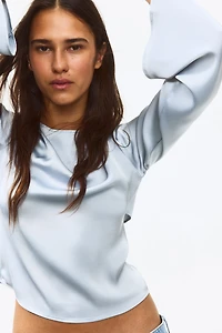 Tie-Back Boat-Neck Blouse