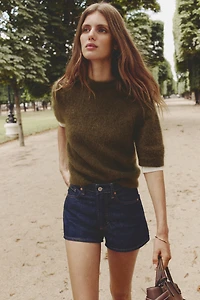 Chandail à manches courtes en mohair mélangé